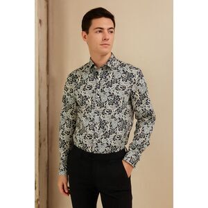 NWT Penguin White Blue Floral Long Sleeve Button Up Shirt Top Mens Size Small